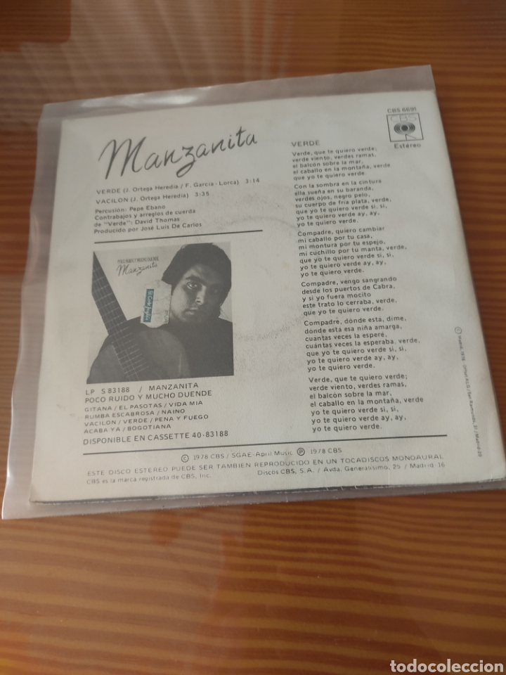 Discos de vinilo: Disco vinilo single MANZANITA - Foto 2