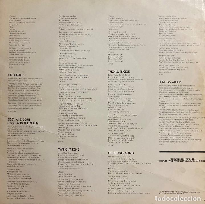 Discos de vinilo: MANHATTAN TRANSFER DISCO LP 1979 - Foto 3