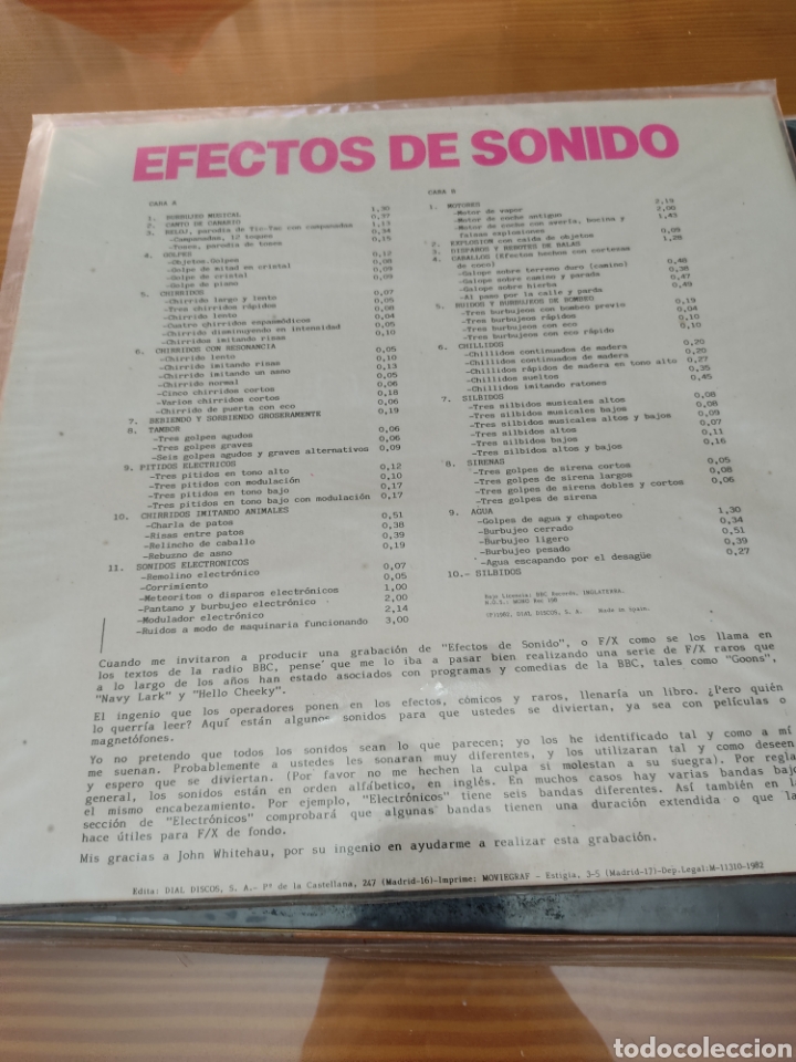 Discos de vinilo: Disco vinilo LP EFECTOS DE SONIDO - Foto 2