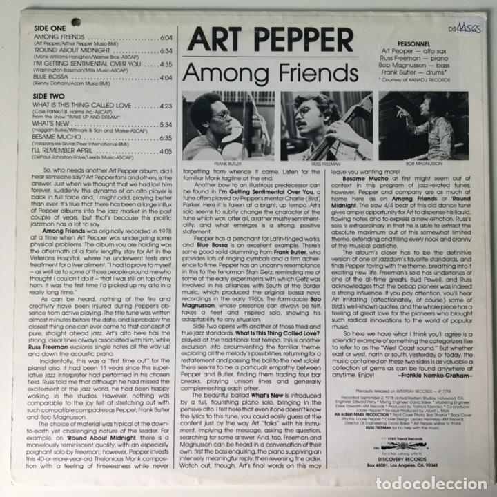 Discos de vinilo: Art Pepper &ndash; Among Friends, US 1981 Discovery - Foto 2