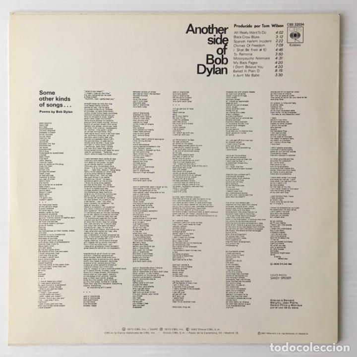 Discos de vinilo: ANOTHER SIDE OF BOB DYLAN. CBS ESPA&Ntilde;A, 1982 - Foto 2