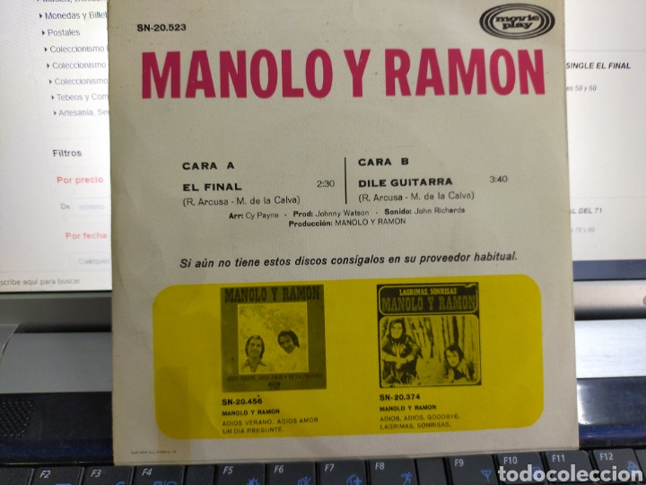 Discos de vinilo: Manolo y Ram&oacute;n single 1971 en perfecto estado - Foto 2