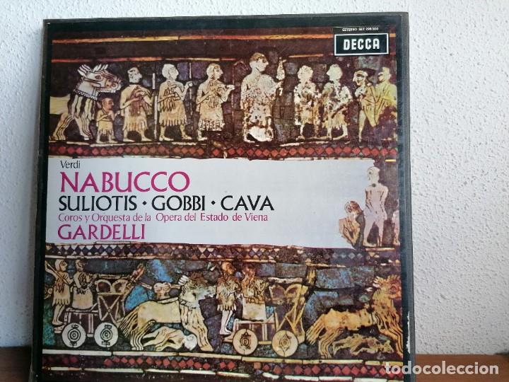 Discos de vinilo: Caja box 3 LP Verdi Nabucco Gardeli Gobbi Souliotis Cava Prevedi