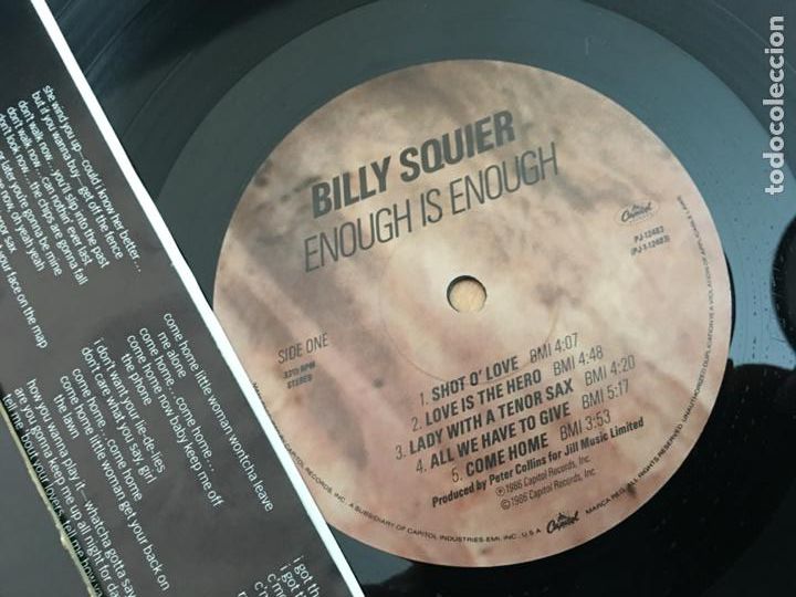 Discos de vinilo: BILLY SQUIER (ENOUGH IS ENOUGH) LP USA 1986 (B-12) - Foto 2