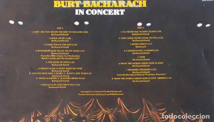Discos de vinilo: BURT BACHARACH IN CONCERT, LP ESPA&Ntilde;A. - Foto 2