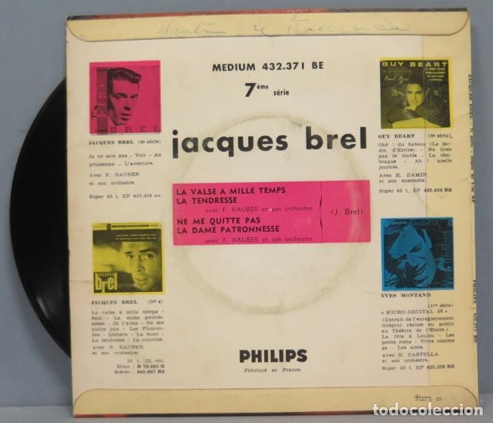 Discos de vinilo: EP. JACQUES BREL. LA VALSE A MILLE TEMPS. +3 - Foto 2