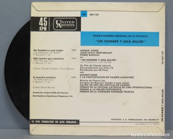 Discos de vinilo: EP. BSO. UN HOMBRE Y UNA MUJER - Foto 2