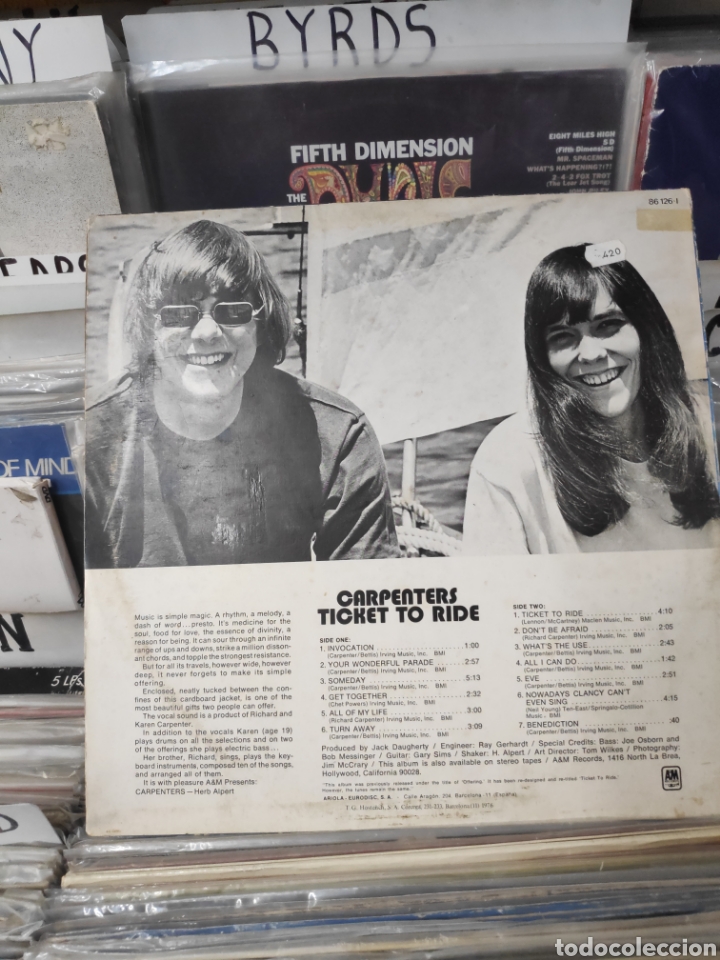 Discos de vinilo: Carpenters ticket to ride - Foto 2