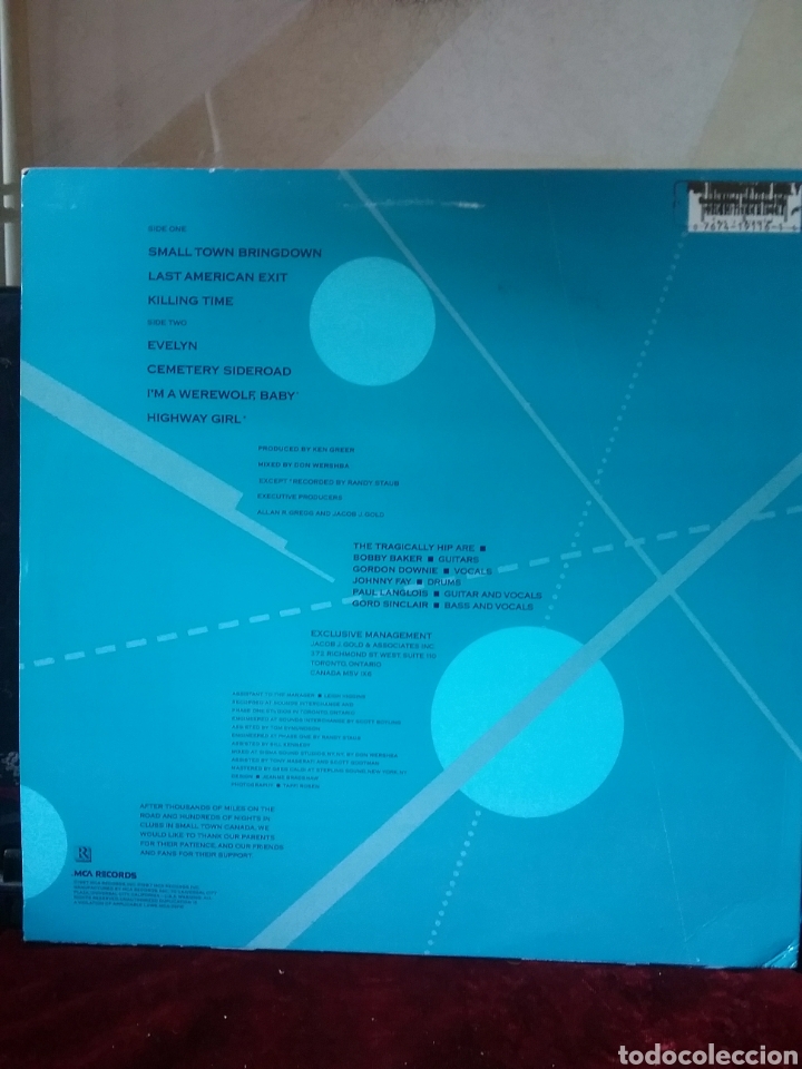 Discos de vinilo: The Tragically Hip 1987 Canadienses - Foto 2
