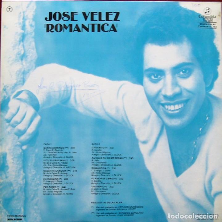 Discos de vinilo: JOSE V&Eacute;LEZ - ROMANTICA - Foto 2