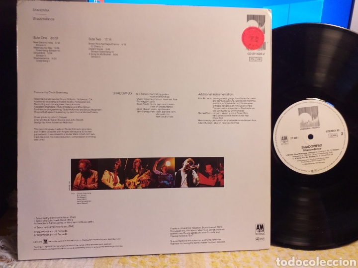 Discos de vinilo: SHADOWFAX SHADOWDANCE ALEMANIA 1983 - Foto 3