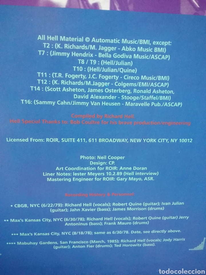Discos de vinilo: RICHARD HELL & THE VOIDOIDS Live 1978 Lp doble 3 caras - Foto 2