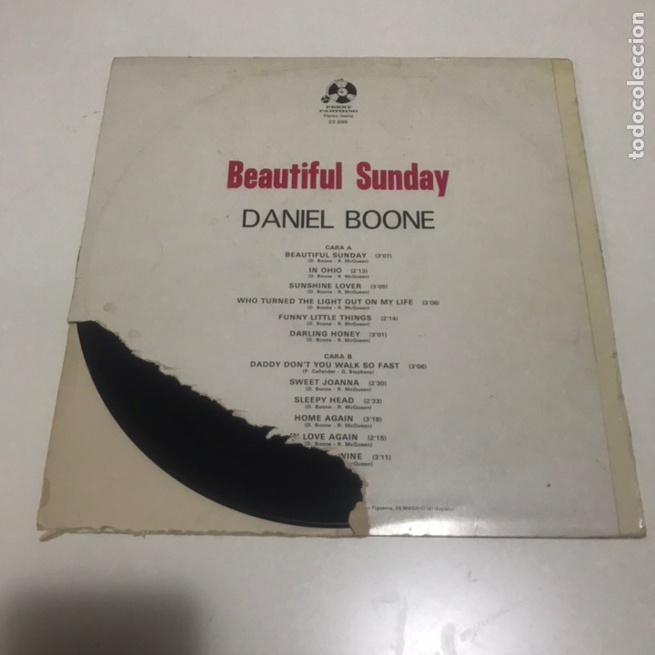 Discos de vinilo: LP DANIEL BOONE // BEAUTIFUL SUNDAY - Foto 2