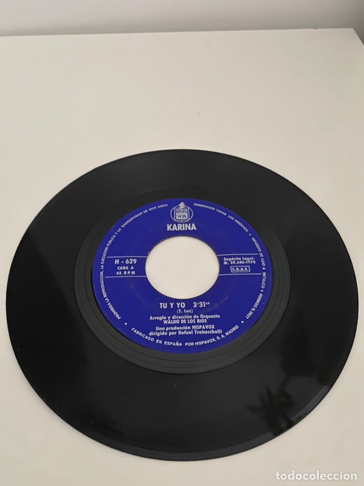 Discos de vinilo: KARINA-TU Y YO/YO TE SE PERDONAR/SINGLE 1970 HISPAVOX,ESPA&Ntilde;A - Foto 2