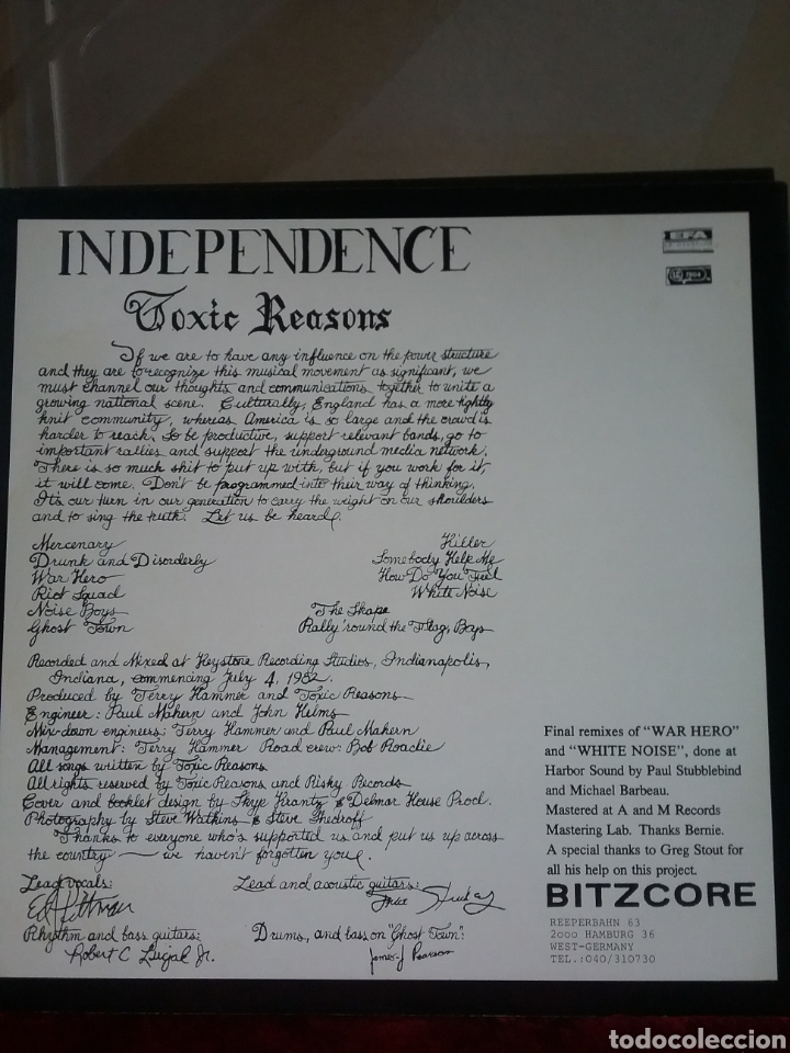 Discos de vinilo: TOXIC REASONS 1989 - Foto 2