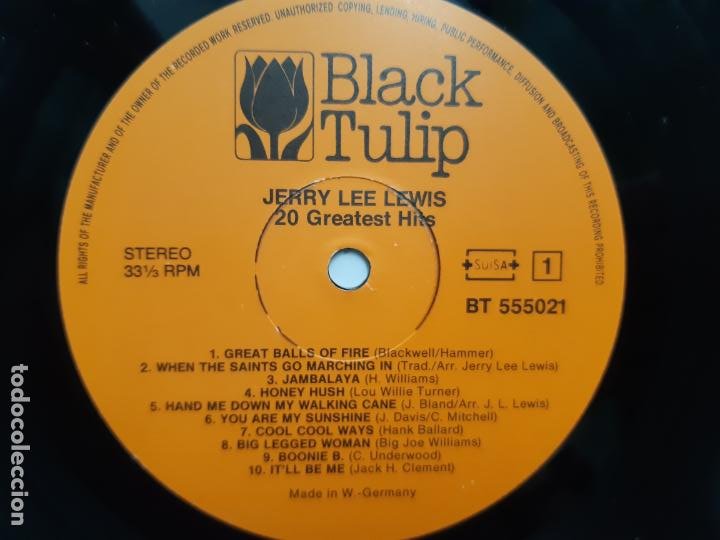 Discos de vinilo: JERRY LEE LEWIS- 20 GREATEST HITS - GERMAN LP 1983 - COMO NUEVO. - Foto 3 - 212143485