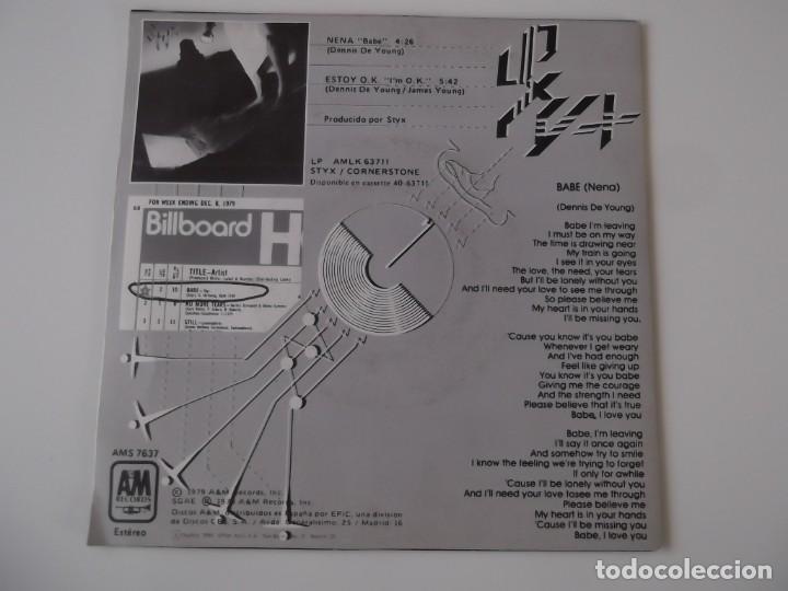 Discos de vinilo: STYX - Nena / Estoy O.K. - Foto 2