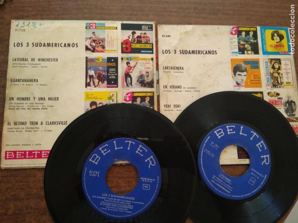 Discos de vinilo: LOS TRES SUDAMERICANOS - 2 DISCOS SINGLES - Foto 2