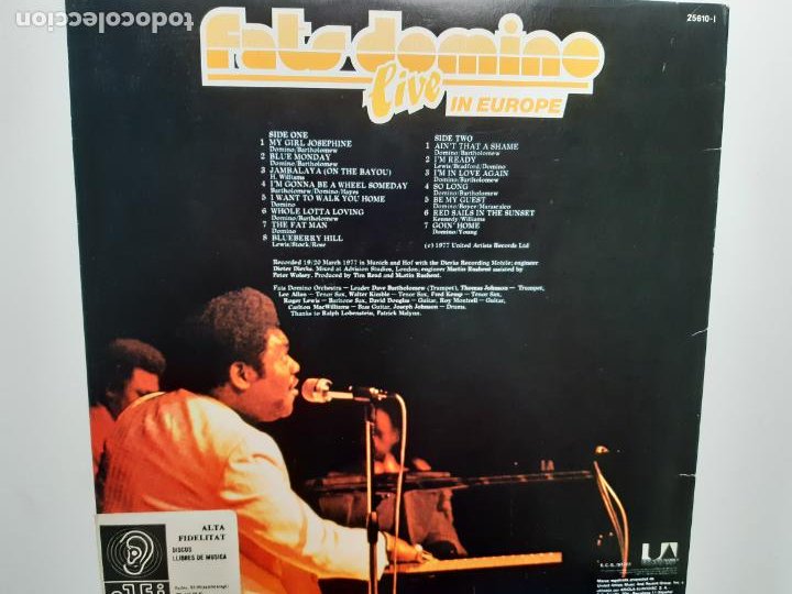 Discos de vinilo: FATS DOMINO- LIVE IN EUROPE - SPAIN LP 1977 - COMO NUEVO. - Foto 2 - 212356358