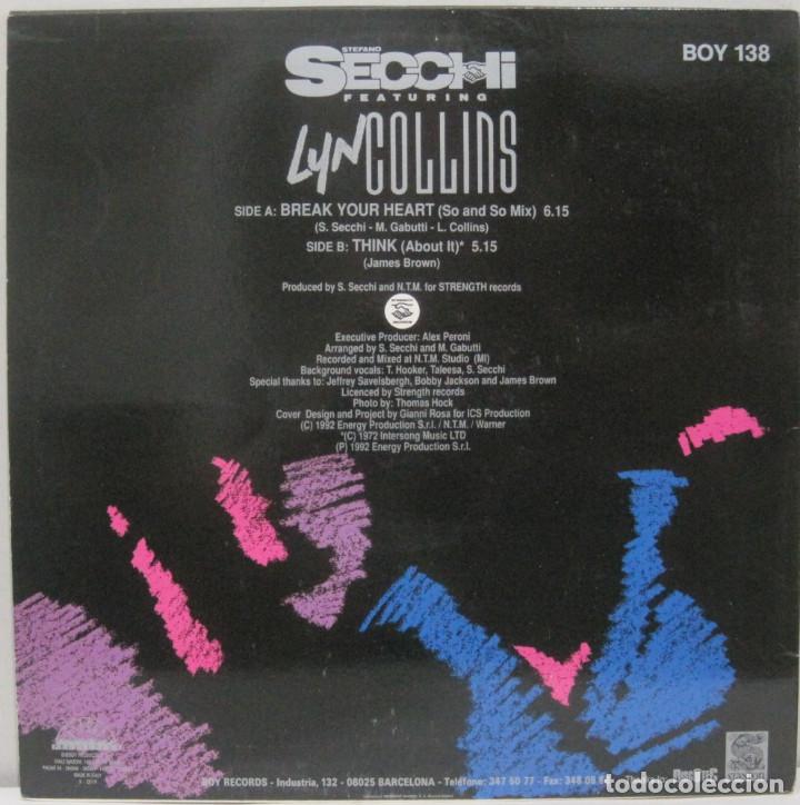 Discos de vinilo: SECCHI FEAT LYNN COLLINS - BREAK YOUR HEART - MAXI - Foto 2