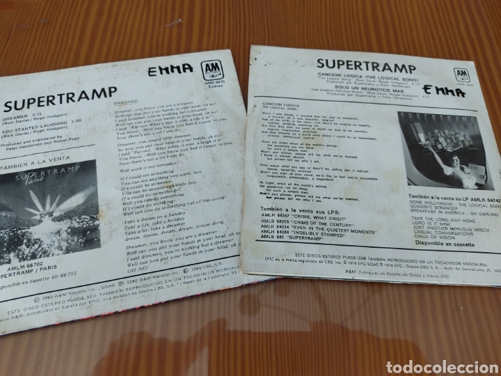 Discos de vinilo: Lote de 2 singles de vinilo de SUPERTRAMP - Foto 2