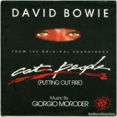Discos de vinil: DAVID BOWIE (GIORGIO MORODER) - CAT PEOPLE OST - SG SPAIN 1982 - MCA RECORDS B-104 102. Lote 212639695