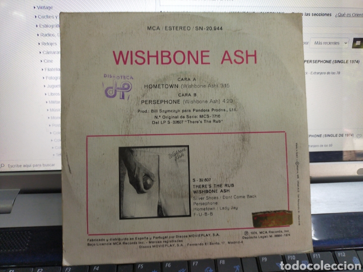 Discos de vinilo: Wishbone Ash single hometown Espa&ntilde;a 1974 - Foto 2