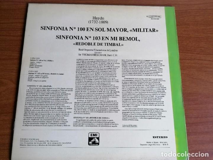 Discos de vinilo: LP HAYDN SINFONIA 100 Y 103 THOMAS BEECHAM - Foto 2