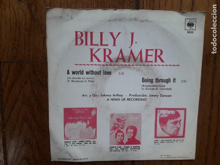 Discos de vinilo: Billy j. Kramer - a world without love + going through it - Foto 2