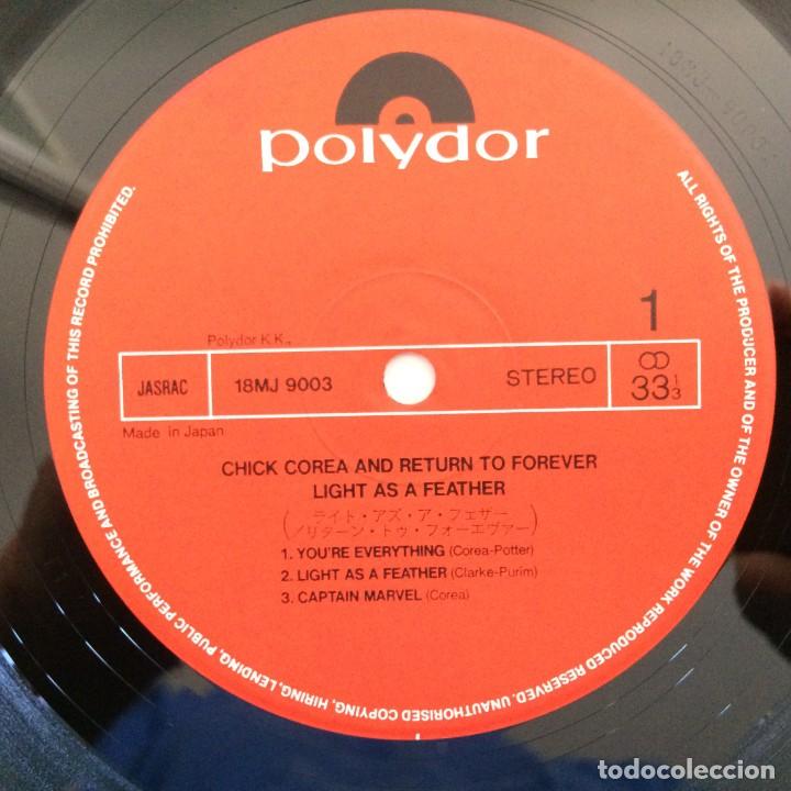 Discos de vinilo: Chick Corea, Return To Forever &ndash; Light As A Feather Japan 1981 POLYDOR* - Foto 4