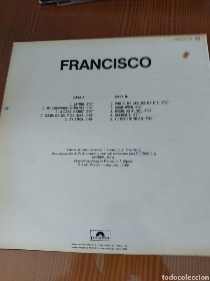 Discos de vinilo: Disco vinilo LP FRANCISCO - Foto 2