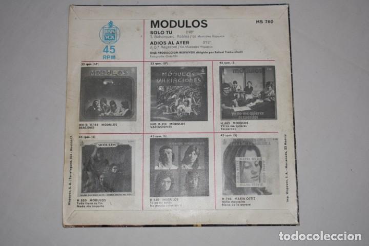 Discos de vinilo: Disco Vinilo Single Los M&oacute;dulos Solo tu Adios al ayer 1971 - Foto 2