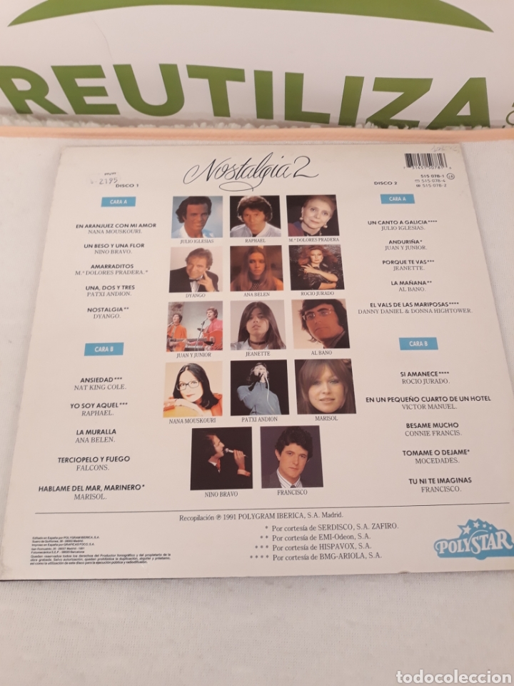 Discos de vinilo: Nostalgia 2. Canciones inolvidables.Doble lp. - Foto 2