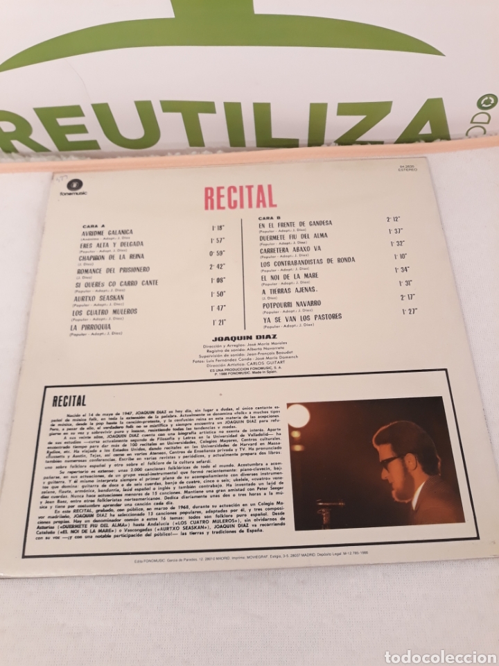 Discos de vinilo: Recital.Joaquin Diaz.Lp - Foto 2