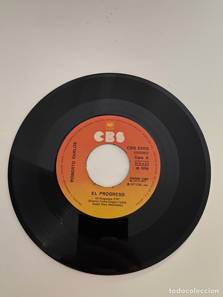 Discos de vinilo: ROBERTO CARLOS-EL PROGRESO/TU EN MI VIDA/SINGLE 1977 CBS,ESPA&Ntilde;A. - Foto 2