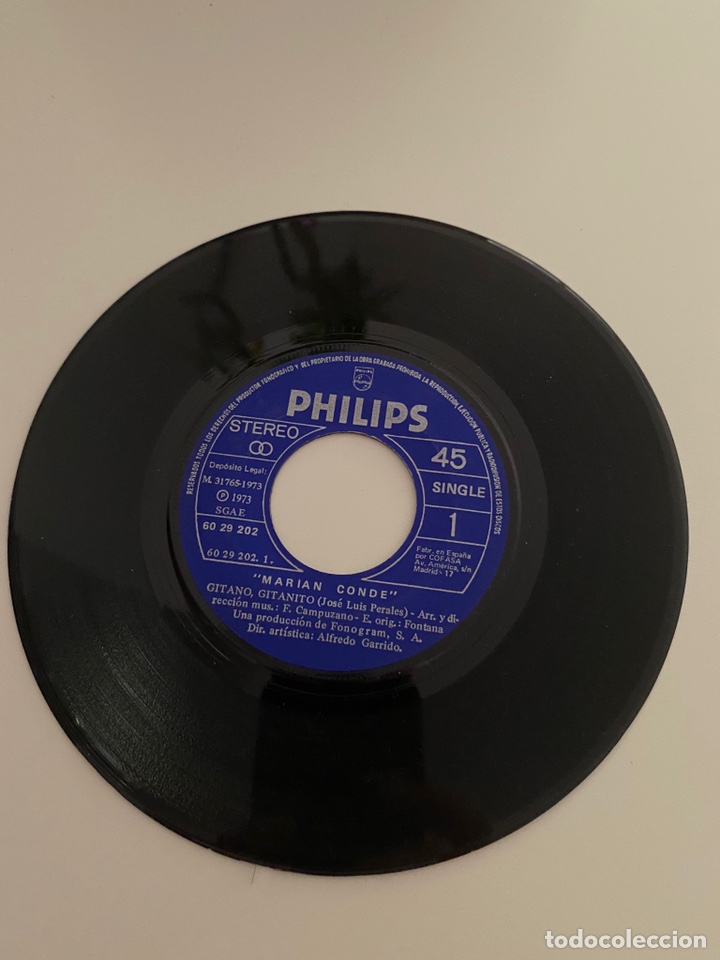 Discos de vinilo: MARIAN CONDE-GITANO,GITANO/CUANTO TE QUIERO/SINGLE 1973 PHILIPS,ESPA&Ntilde;A. - Foto 2