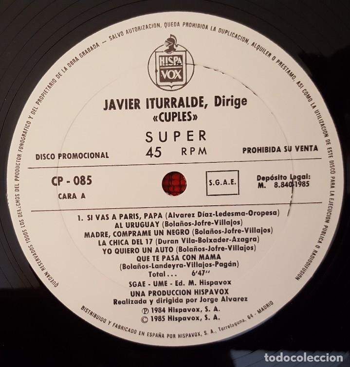 Discos de vinilo: JAVIER ITURRALDE DIRIGE CUPLES MAXI SINGLE VINILO PROMOCIONAL 1985 - Foto 3