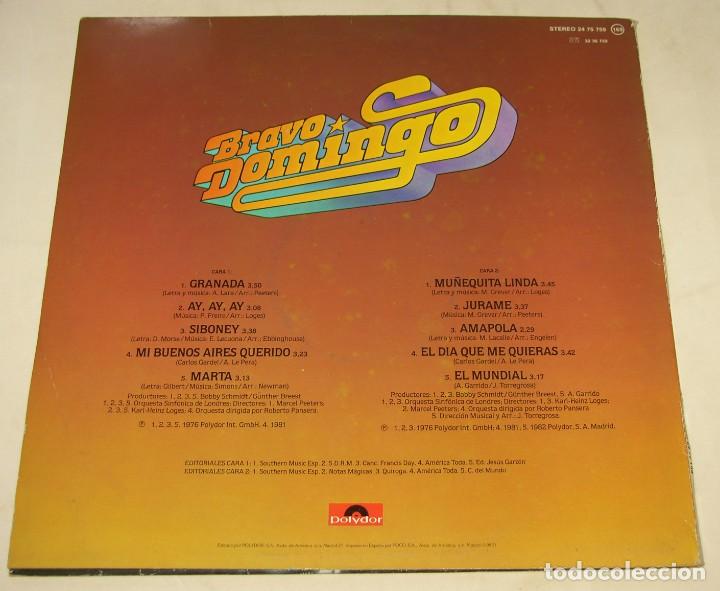 Discos de vinilo: PLACIDO DOMINGO - BRAVO DOMINGO - POLYDOR 1982 - Foto 2