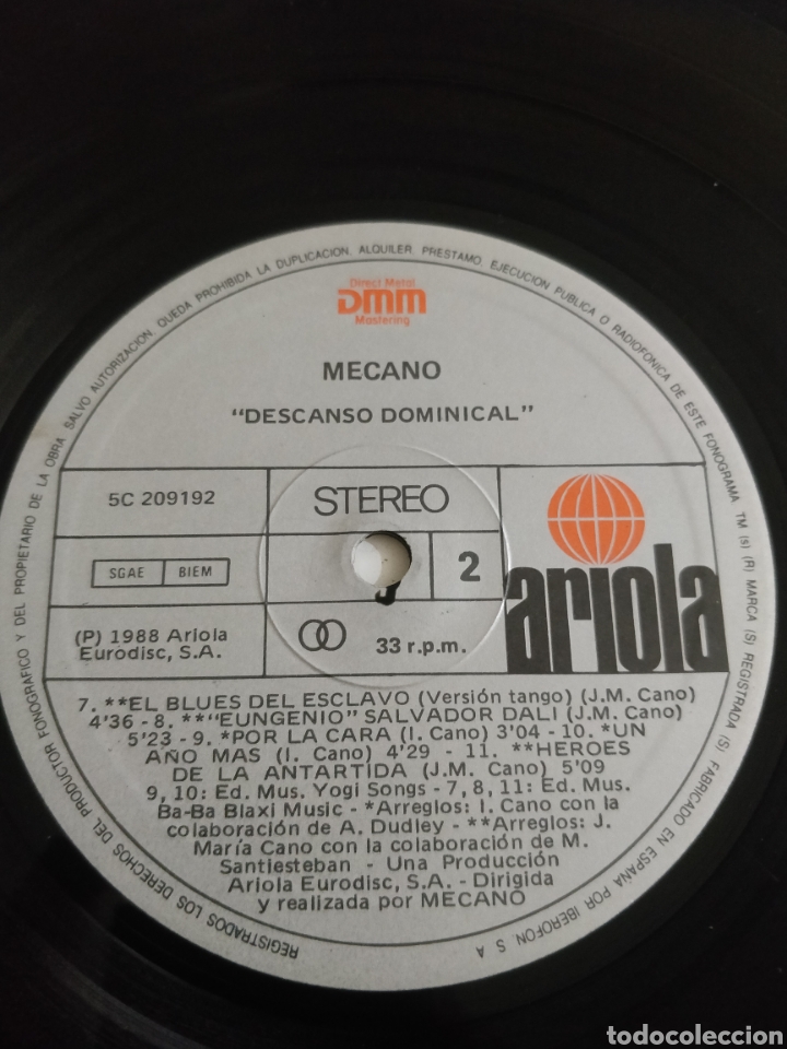 Discos de vinilo: MECANO&rdquo;DESCANSO DOMINICAL&rdquo; - Foto 2
