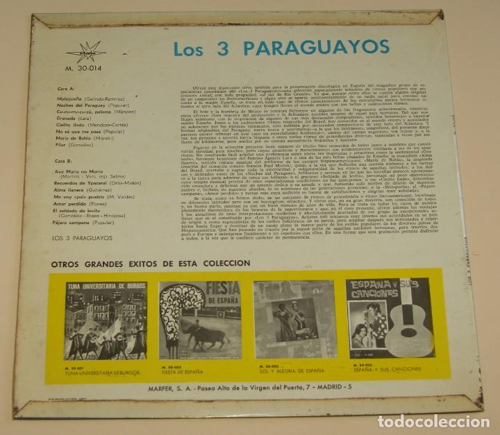 Discos de vinilo: LOS 3 PARAGUAYOS - MARFER - 1966 - Foto 2