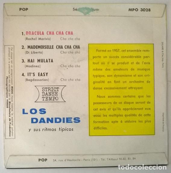 Discos de vinilo: Los Dandies. Dracula Cha cha cha/ Mademoiselle/ Hai Mulata/ Its easy. Pop, France ep - Foto 2 - 214056672