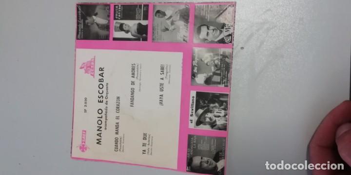 Discos de vinilo: Manolo Escobar, Cuando manda el coraz&oacute;n, acompa&ntilde;ado de orquesta - Foto 2