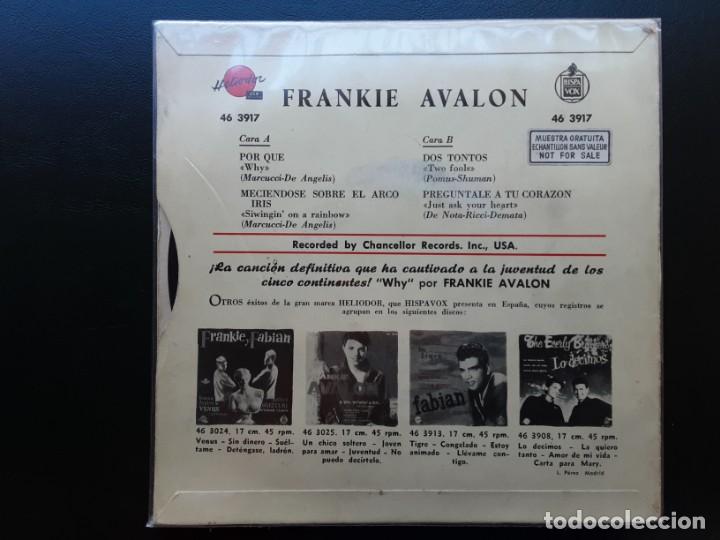 Discos de vinilo: EP FRANKIE AVALON, WHY,, SWINGIN ON A RAINBOW, TWO FOOLS +1 - Foto 2