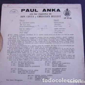 Discos de vinilo: Paul Anka Mi coraz&oacute;n canta EP 1959 - Foto 2