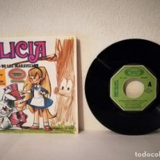 Discos de vinilo: ANTIGUO SINGLE - ALICIA EN EL PAIS DE LAS MARAVILLAS-INFANTIL-MOVIEPLAY - 1972 - + CUENTO PARA LEER. Lote 215047882