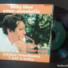 Discos de vinilo: GENE VINCENT BABY BLUE + 3 EP SPAIN PEPETO TOP