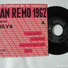 Discos de vinilo: MILVA 7” SPAIN EP 45 TANGO ITALIANO 1962 SINGLE VINILO XII FESTIVAL DE SAN REMO POP FEMENINO MIRA !!. Lote 215139490