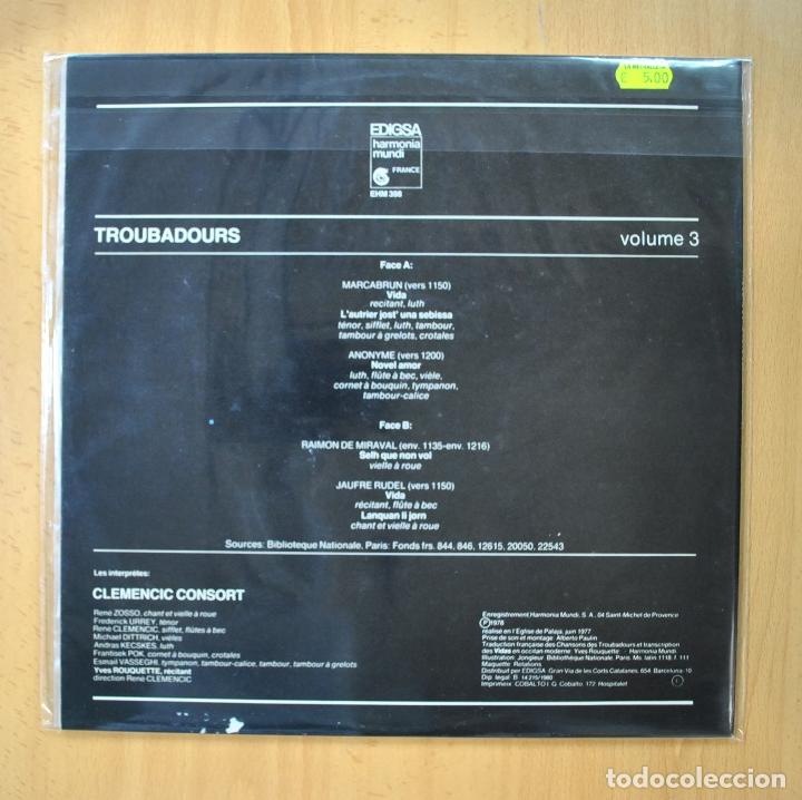 Discos de vinilo: CLEMENCIC CONSORT - TROUBADOURS VOL 3 - GATEFOLD - LP - Foto 2