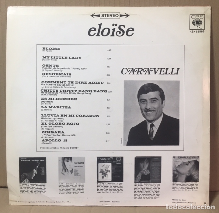 Discos de vinilo: LP CARAVELLI, ELO&Iuml;SE - Espa&ntilde;a, 1969 - Foto 2