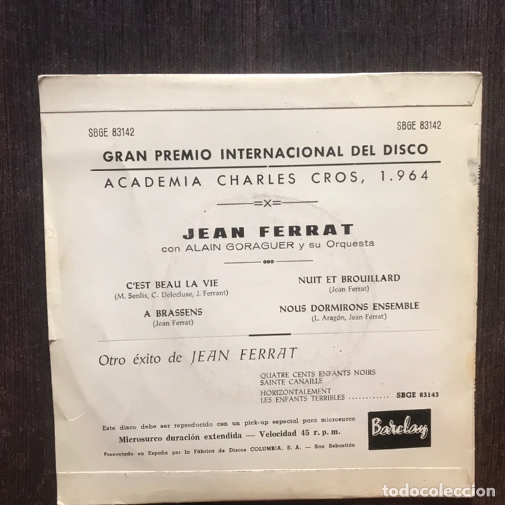 Discos de vinilo: Jean Ferrat. Gran Premio internacional del disco. Dif&iacute;cil - Foto 2